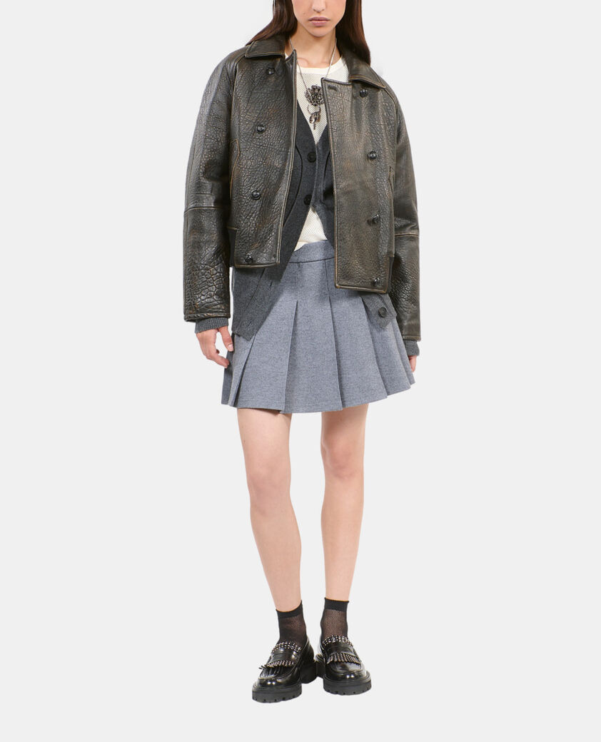 The Kooples FEMME DARK BROWN blouson en cuir marron