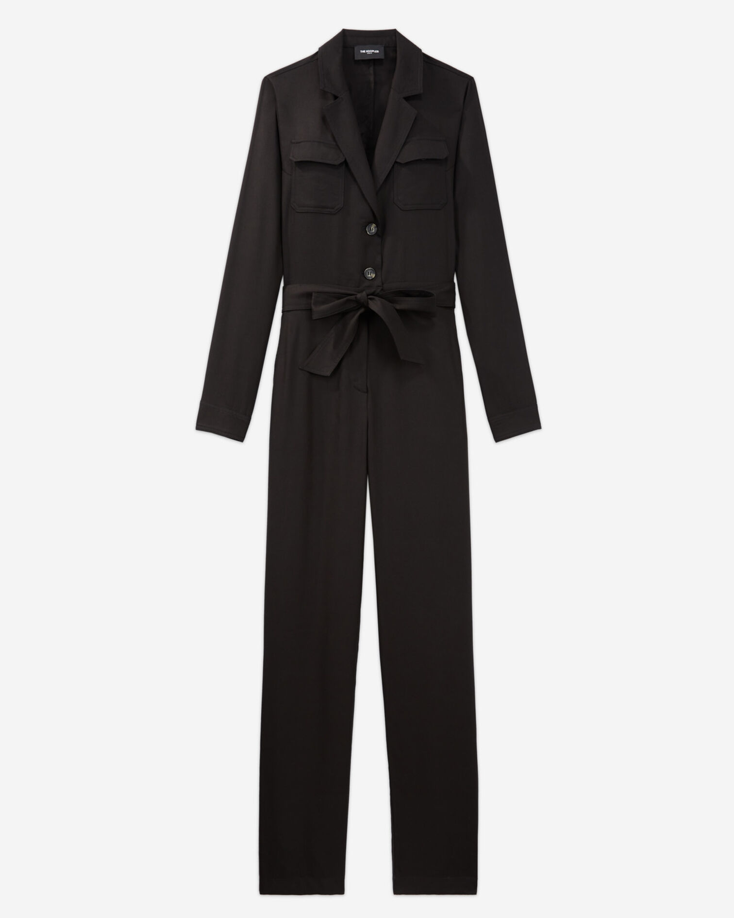 Combinaison noire tencel ceinturée, BLACK, hi-res image number null
