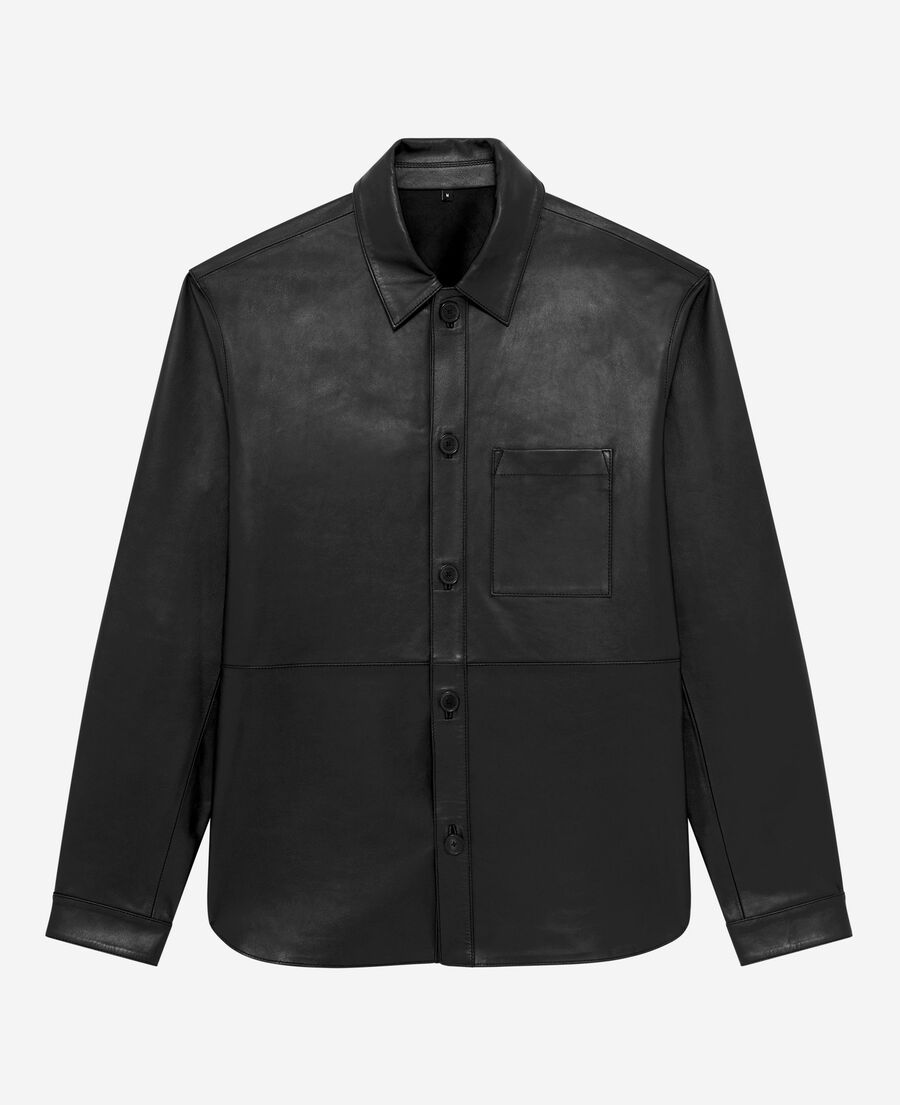 The Kooples H BLACK black leather shirt