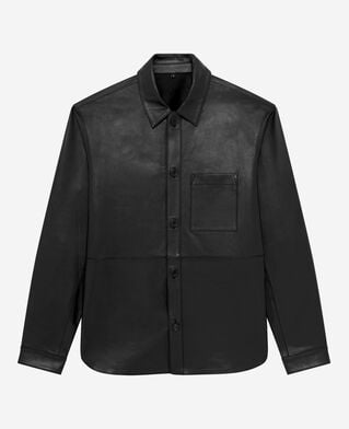 The Kooples H BLACK black leather shirt