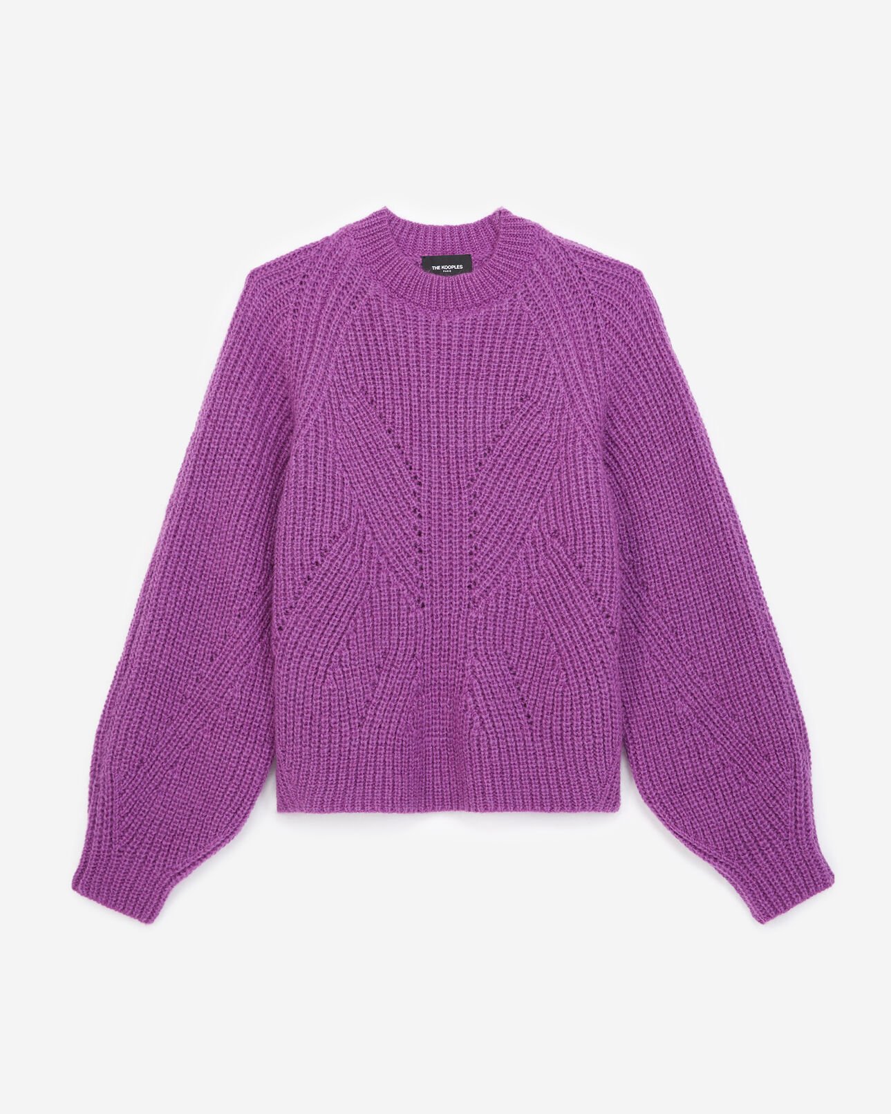 The Kooples FEMME PURPLE pull maille violet à manches bouffantes