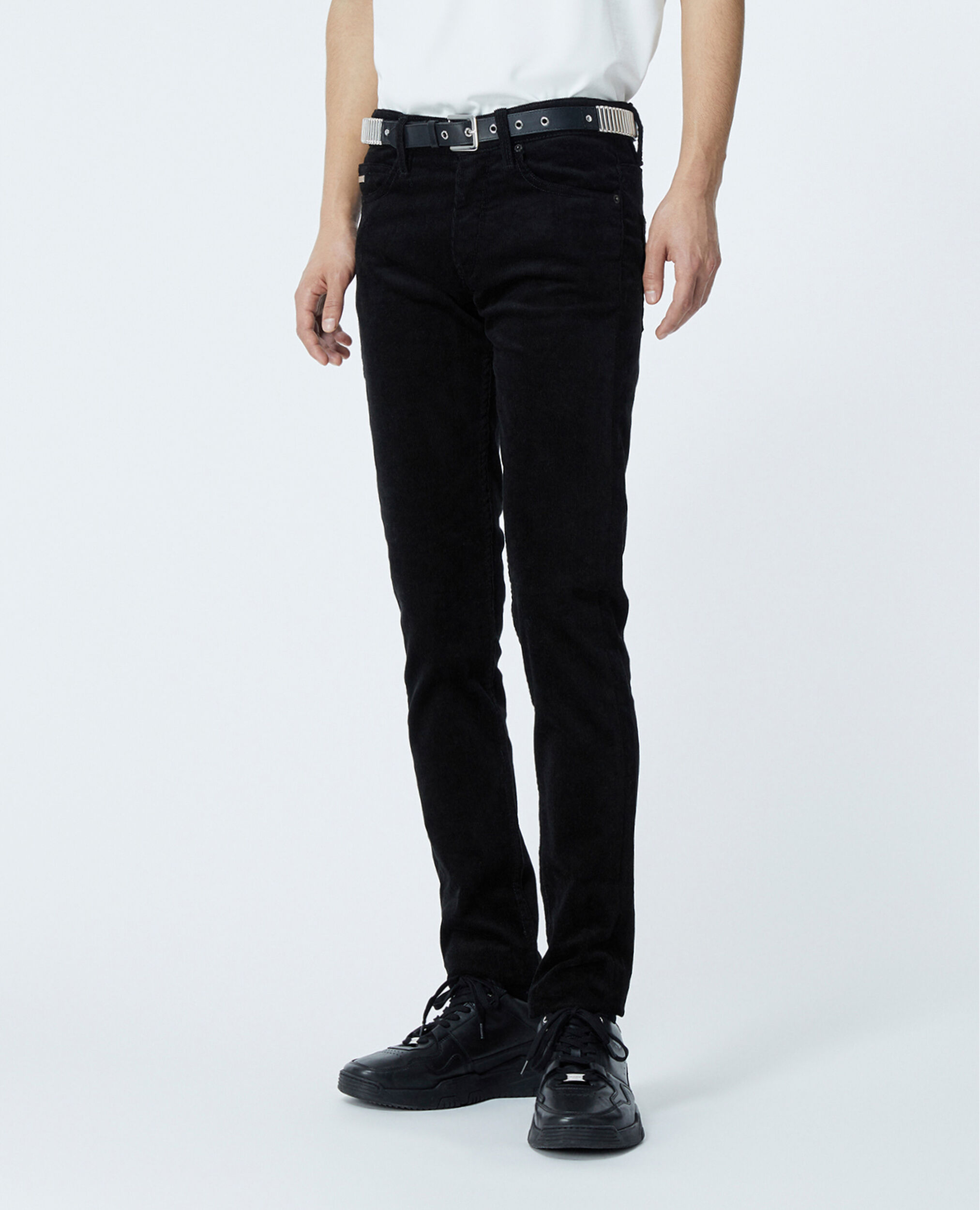 Ribbed black velvet jeans, BLACK, hi-res image number null