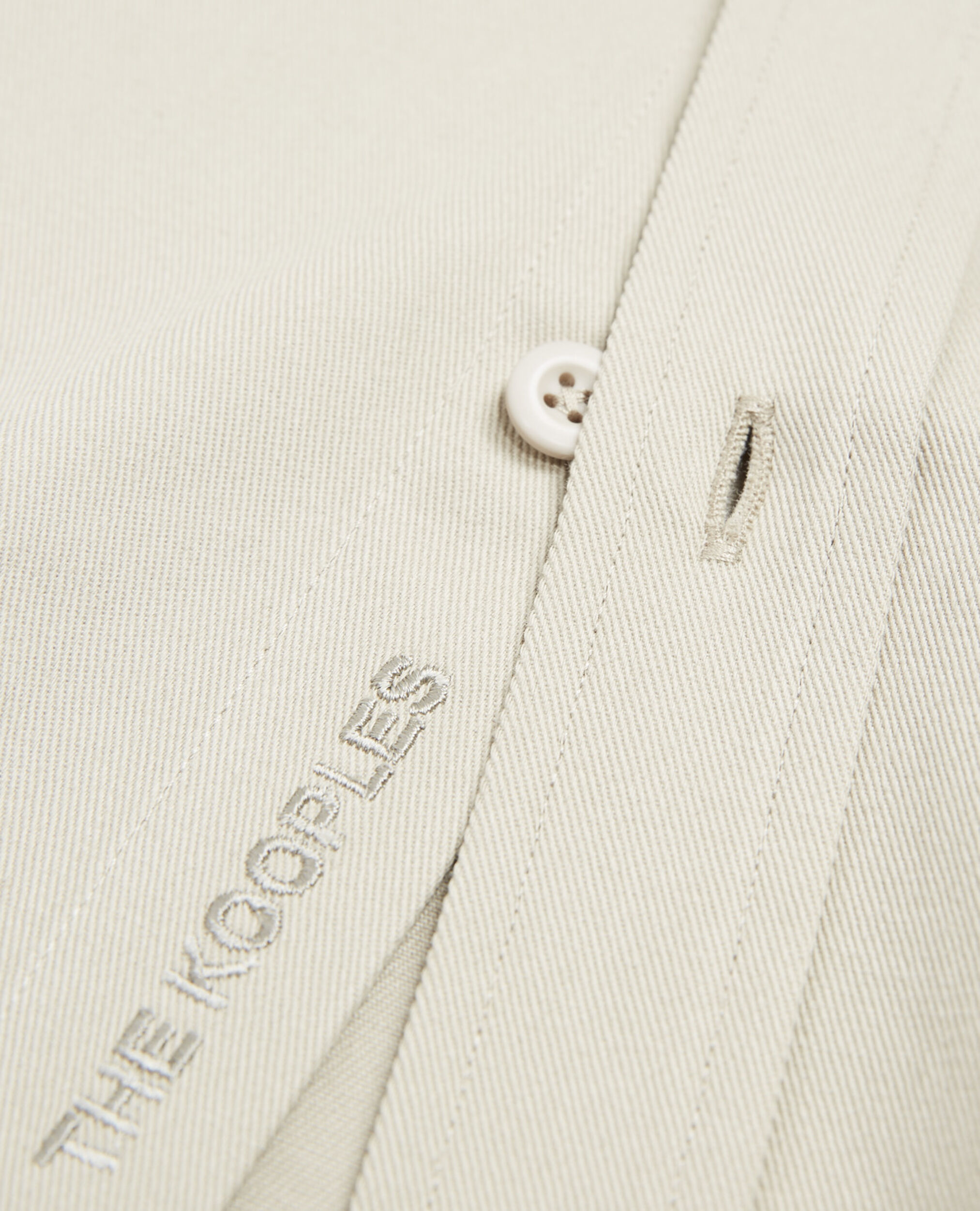 Beige cotton classic-collar shirt with pocket, BEIGE, hi-res image number null