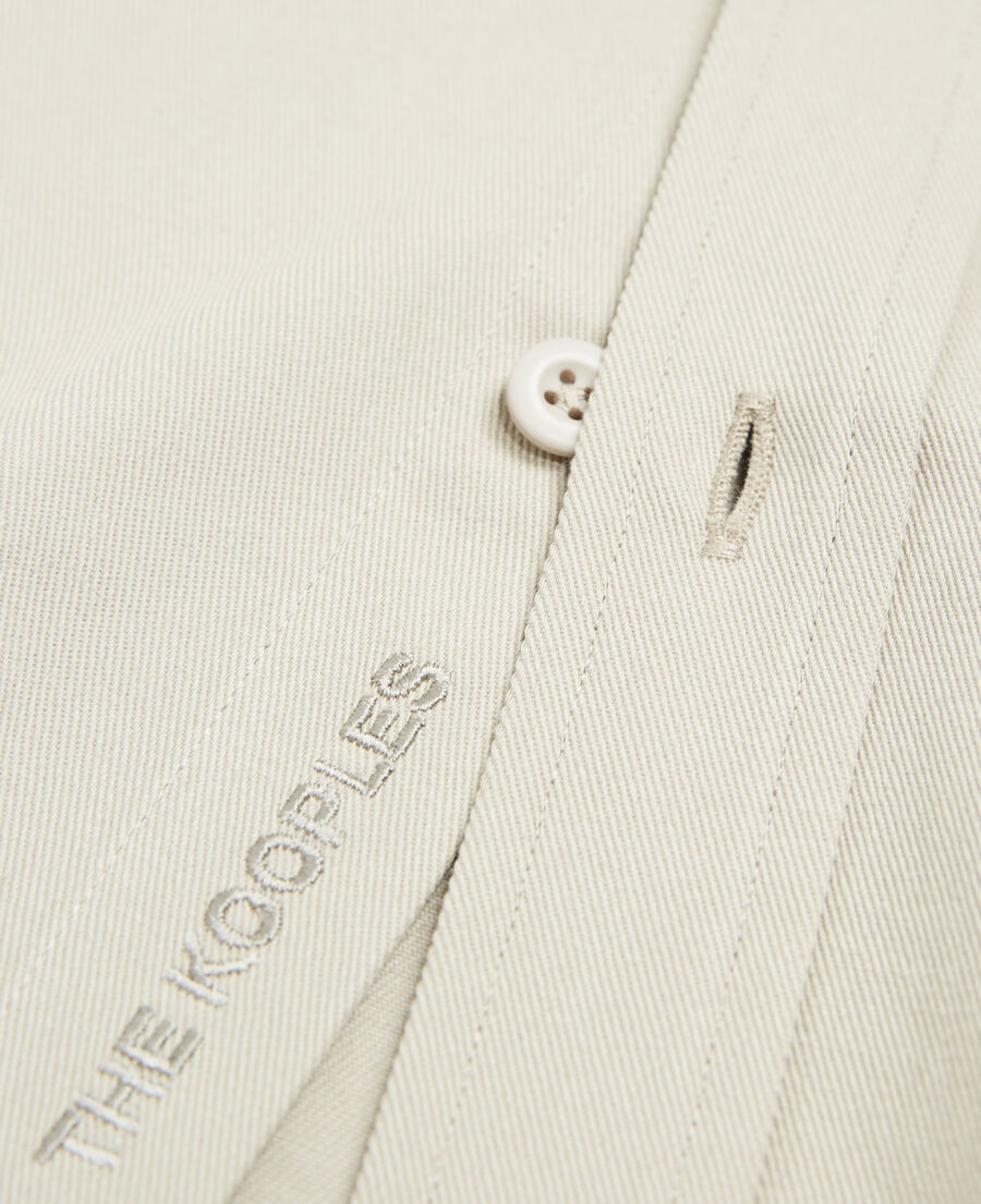 beige cotton classic-collar shirt with pocket