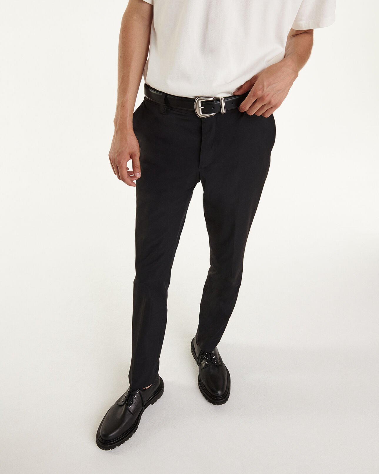 The Kooples HOMME BLACK pantalon costume technique noir ajusté