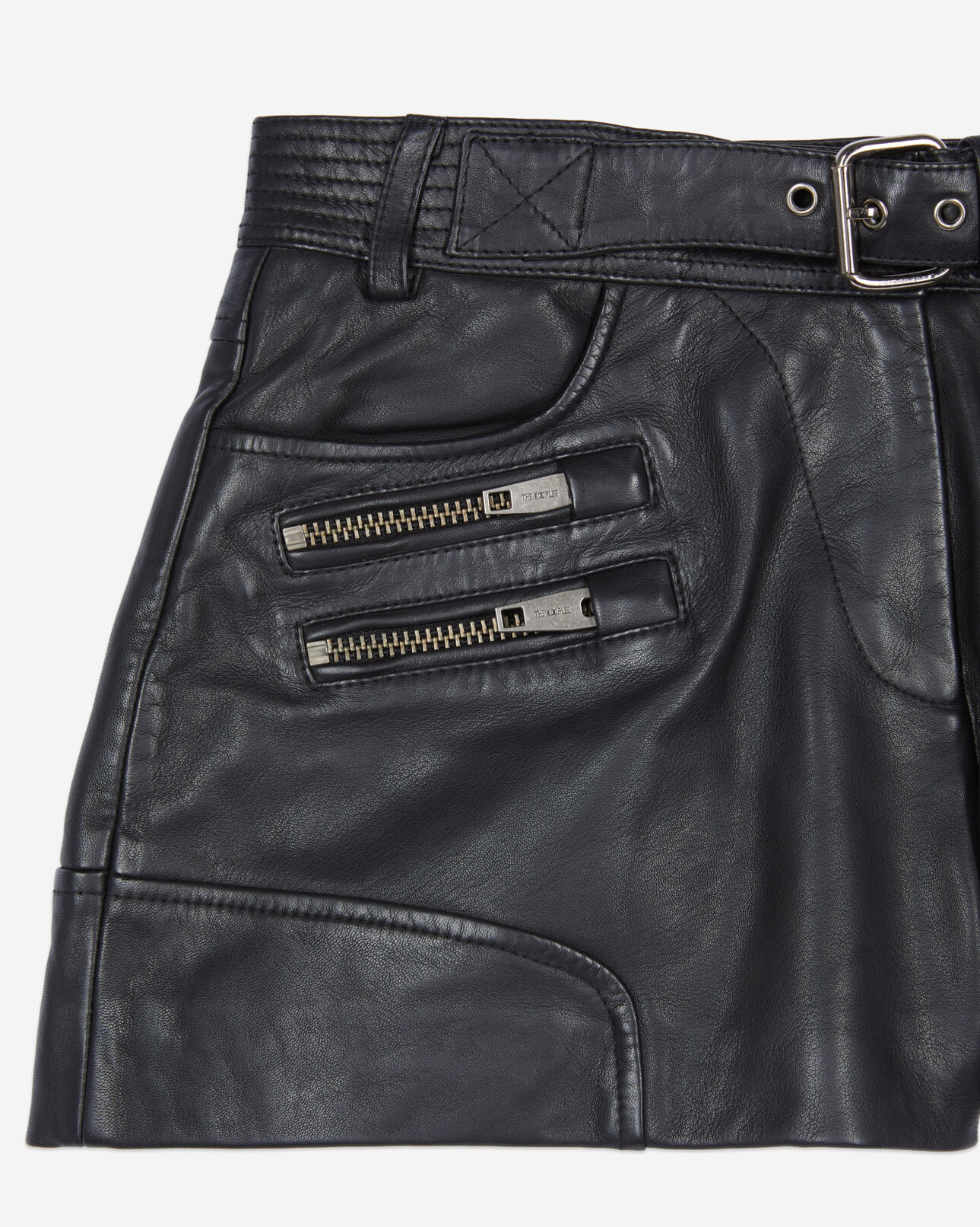 The Kooples WOMEN BLACK black leather shorts