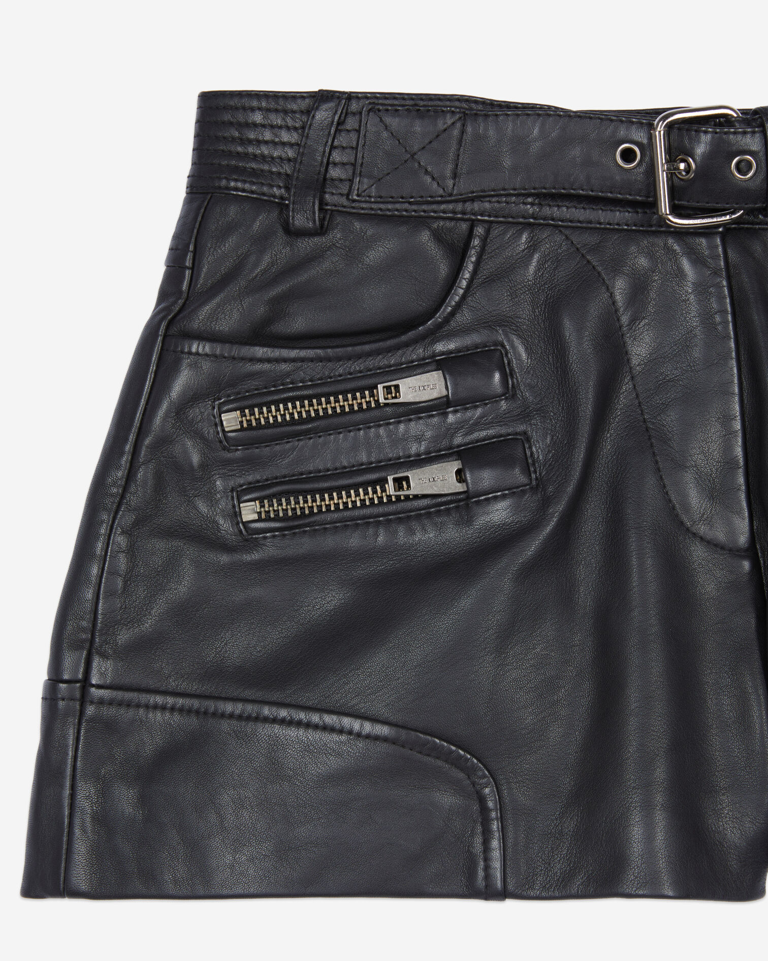 Black leather shorts, BLACK, hi-res image number null