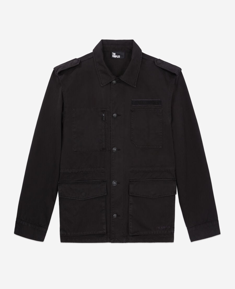 The Kooples HOMME BLACK veste worker noire en denim