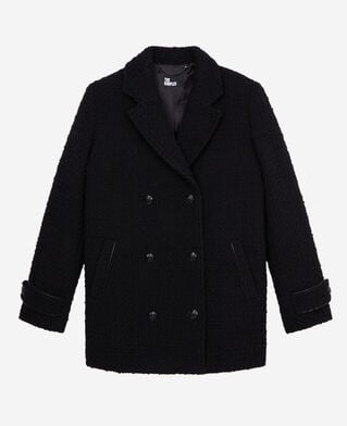 The Kooples WOMEN BLACK short black tweed coat