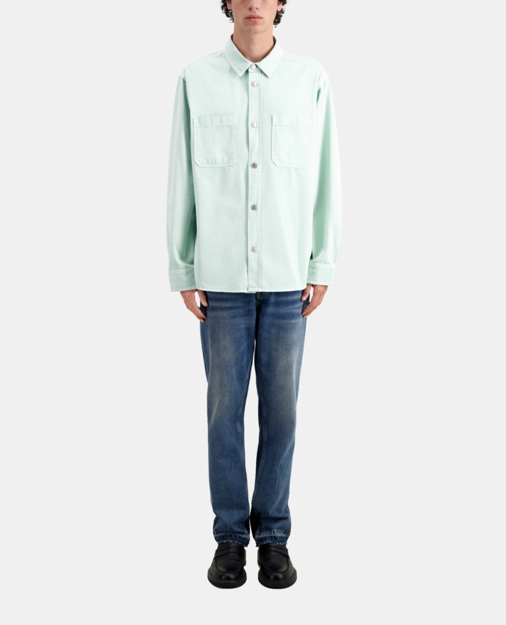 Green denim overshirt, OCEAN, hi-res image number null