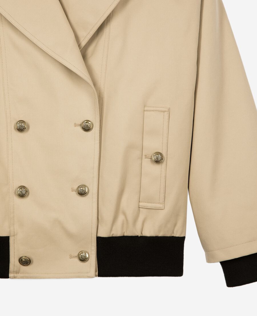 The Kooples F LIGHT BEIGE short trench in beige cotton
