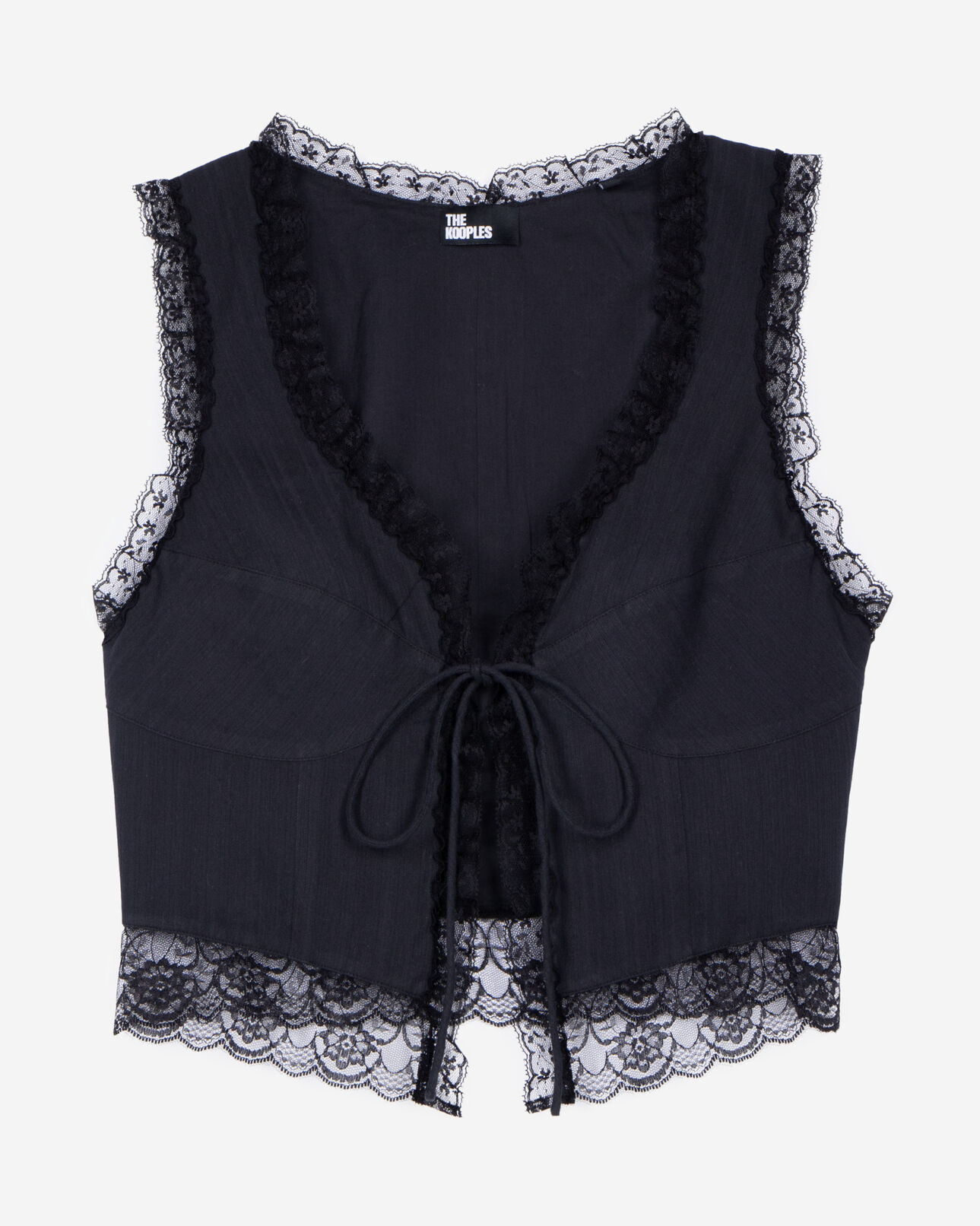 The Kooples WOMEN BLACK black lace-up top