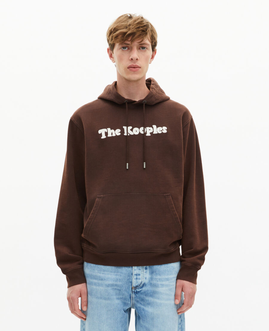The Kooples HOMME BROWN sweatshirt à capuche avec broderie marron