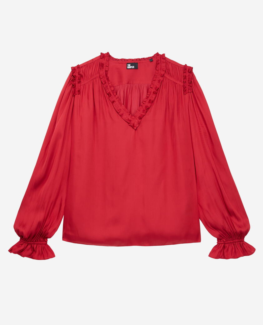 The Kooples WOMEN LIGHT BURGUNDY red top with shirring