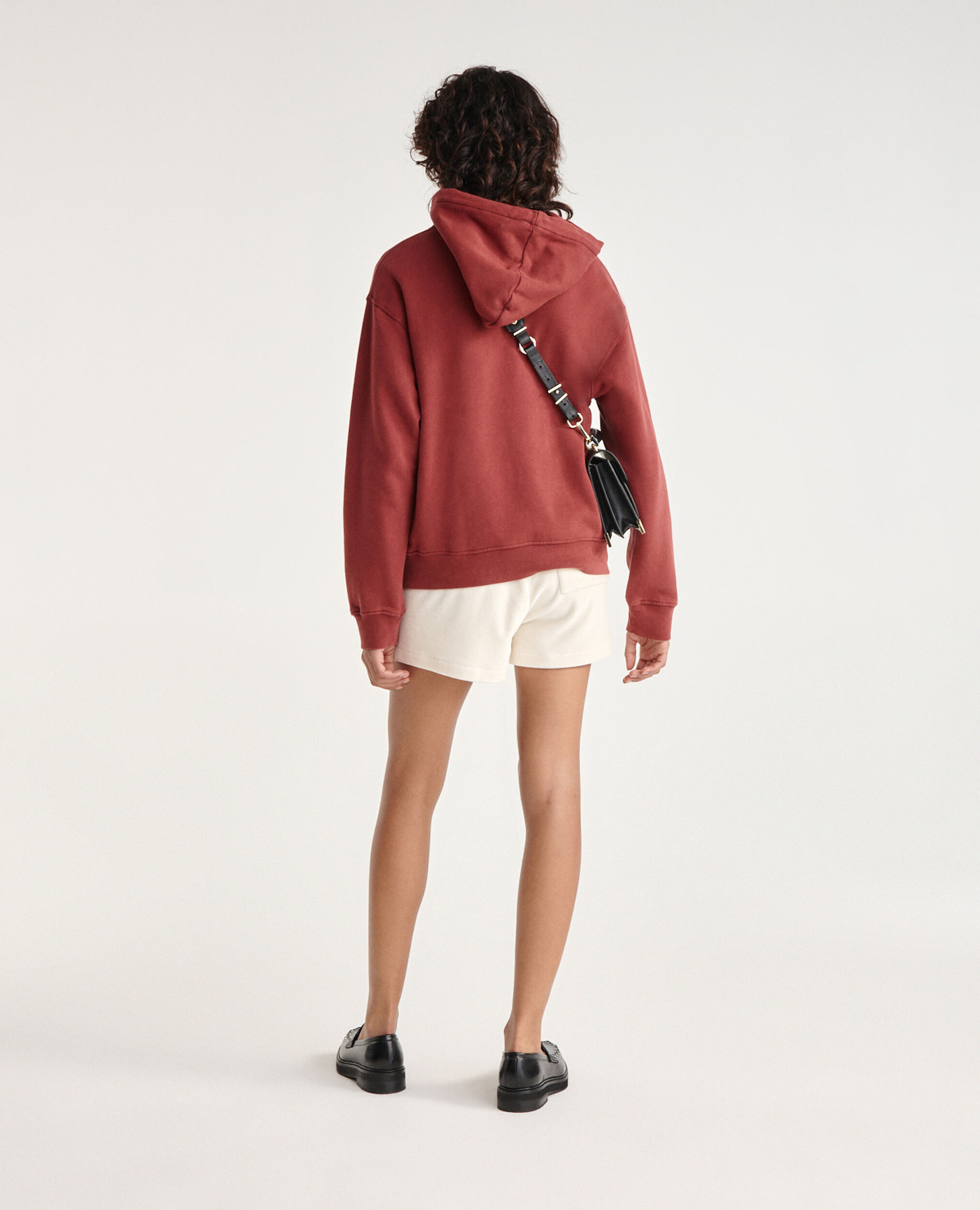 Burgundy sweatshirt fleece with silver logo, BURGUNDY, hi-res image number null