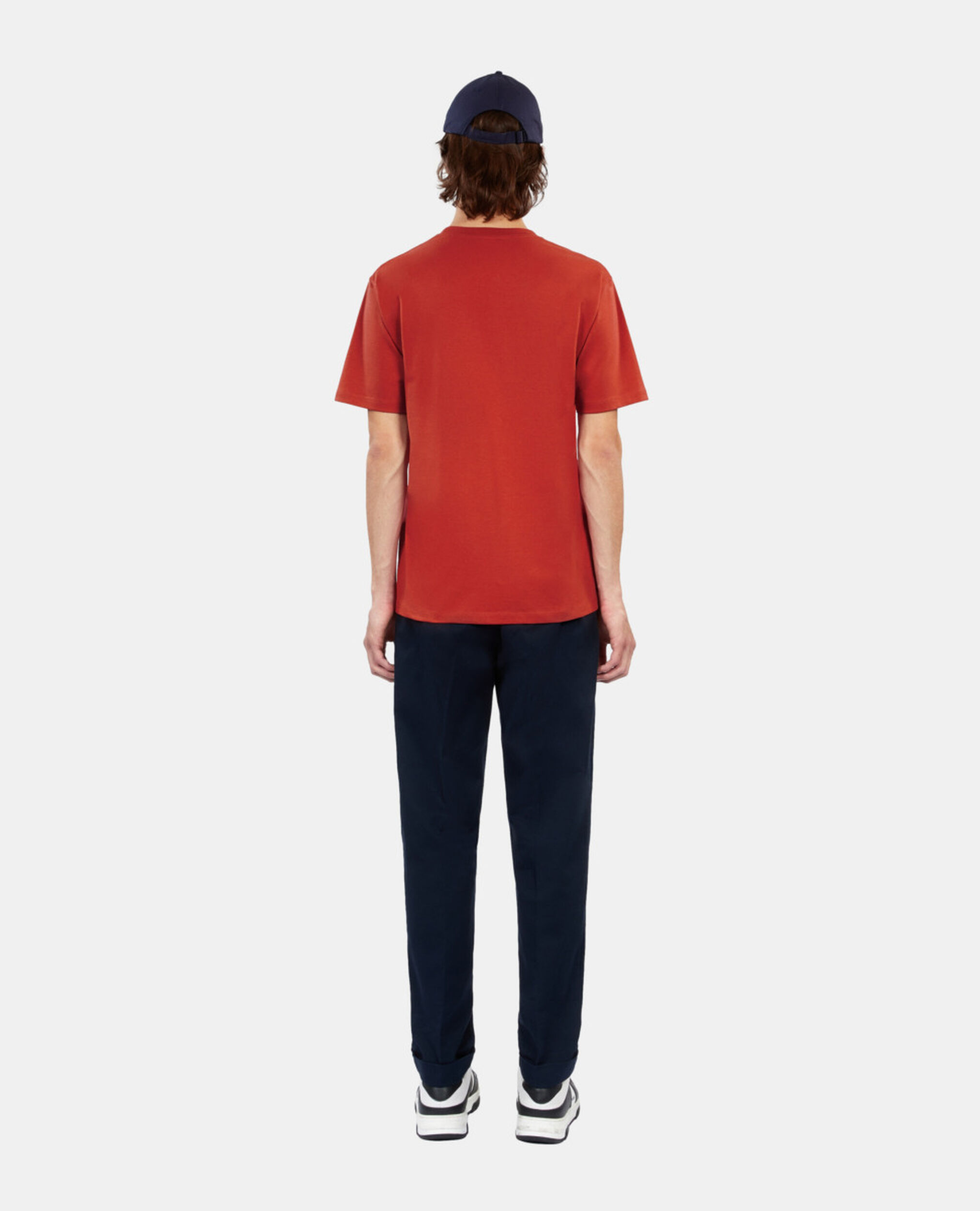 Red t-shirt with Palm tree embroidery, RED BRIQUE, hi-res image number null