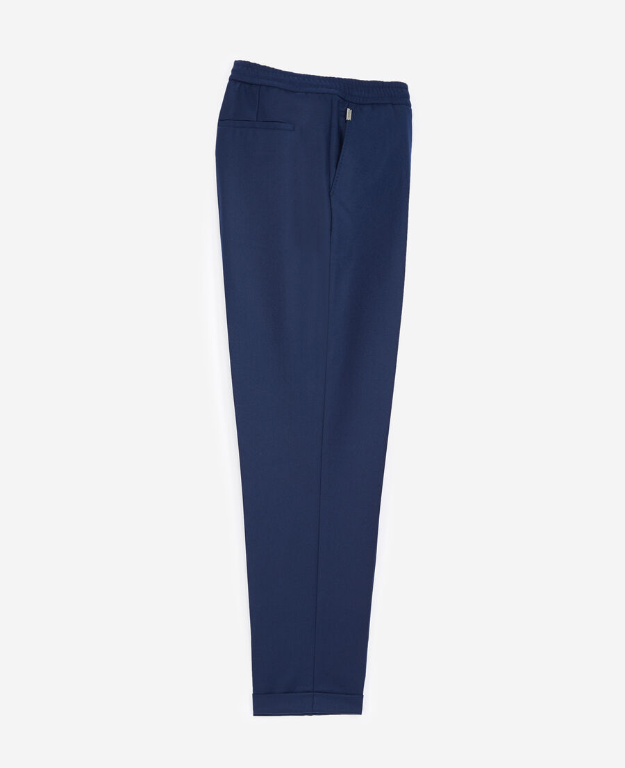 pantalon laine bleu à élastique