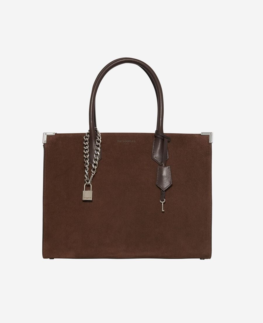 The Kooples F CHOCOLATE ming xl tote bag in brown suede
