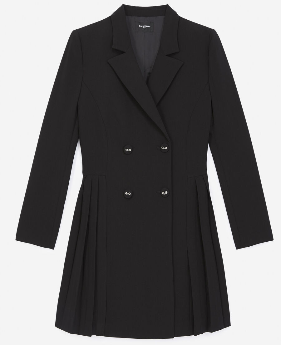 vestido tipo chaqueta plisado negro