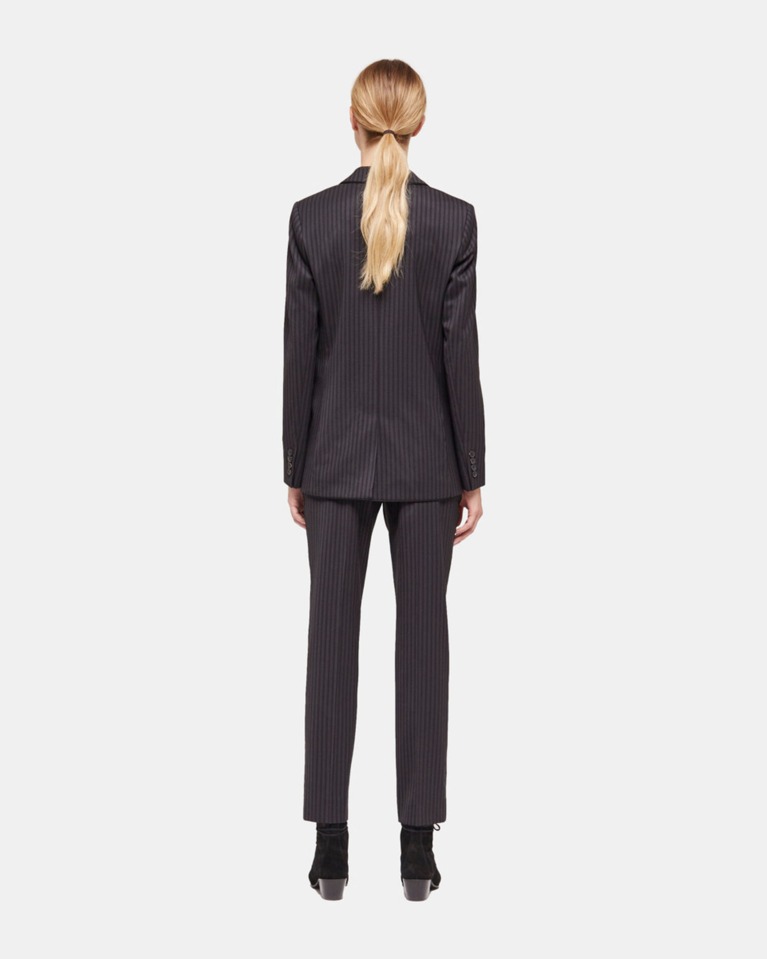Striped wool suit jacket, BLACK GREY, hi-res image number null