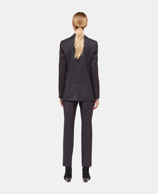 The Kooples WOMEN BLACK GREY striped wool suit jacket