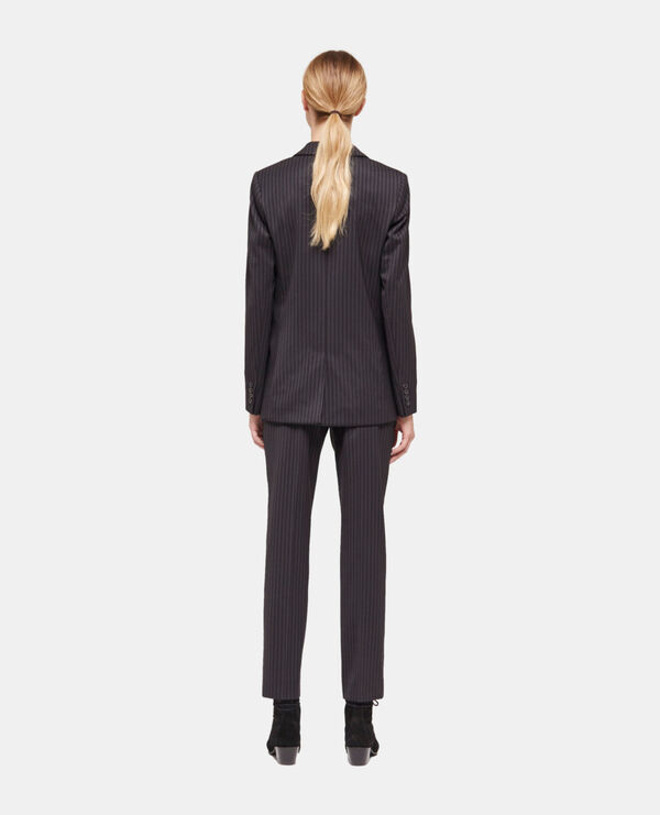 The Kooples MUJER BLACK GREY chaqueta traje lana rayas