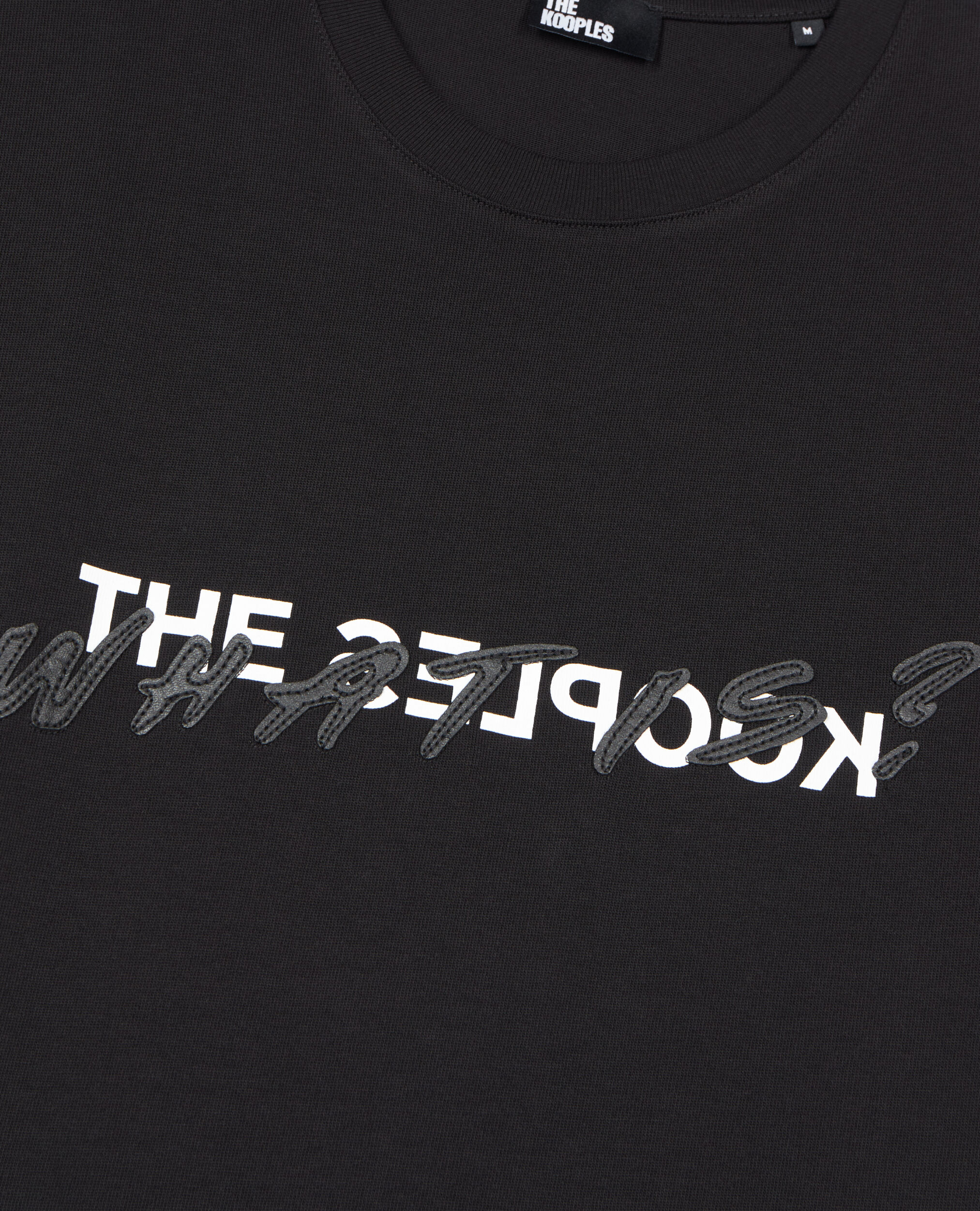 Schwarzes T-Shirt in Lederoptik mit What is-Schriftzug, BLACK, hi-res image number null