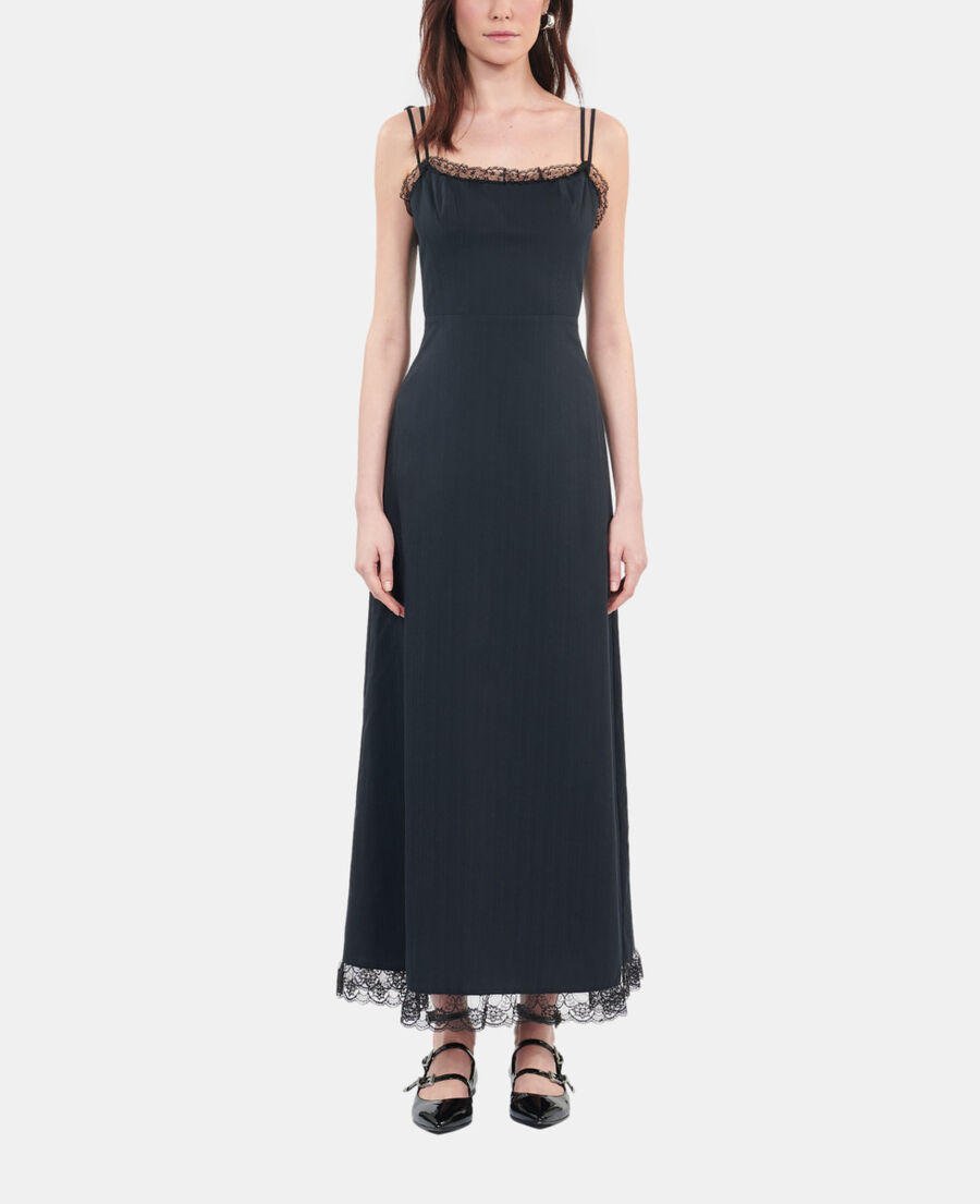 The Kooples F BLACK long black dress with lace