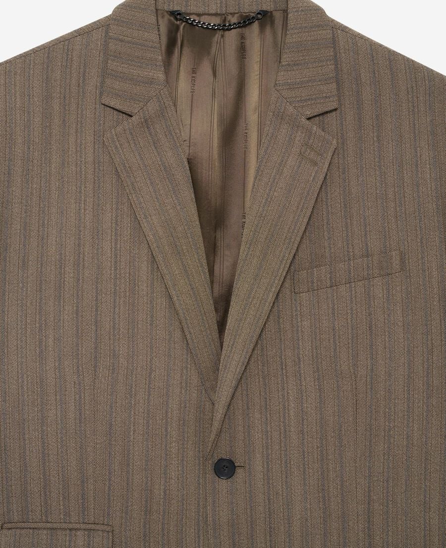 The Kooples HOMME LIGHT BROWN veste de costume à rayures marron