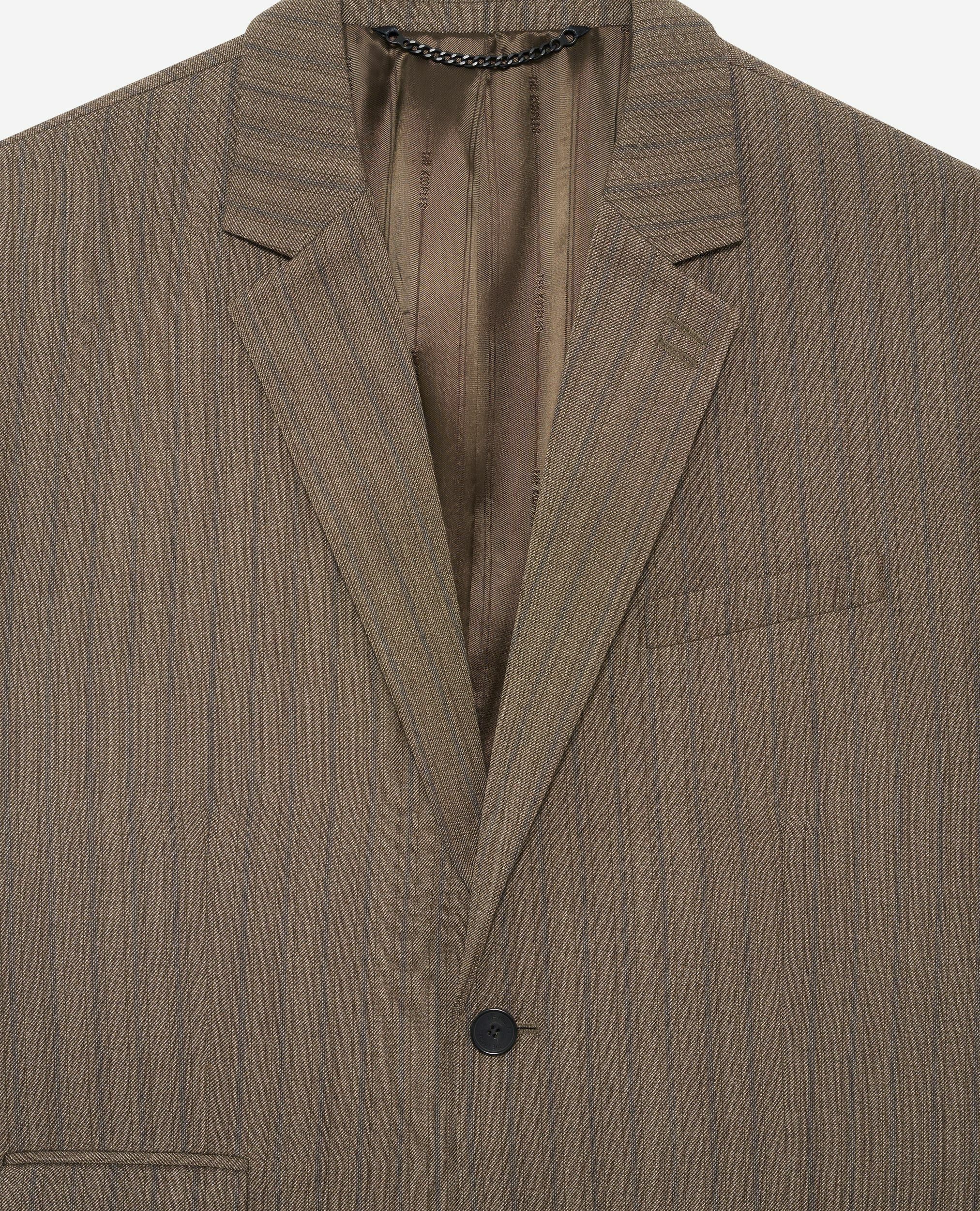 Veste de costume à rayures marron, LIGHT BROWN, hi-res image number null