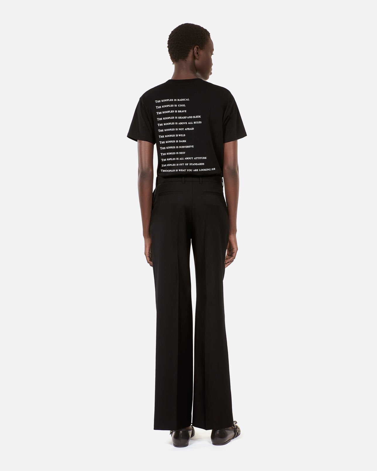 The Kooples WOMEN BLACK black straight-cut wool tailored trousers 