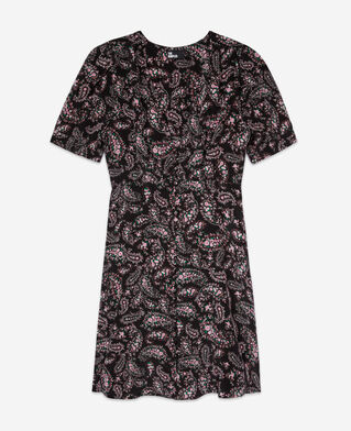 The Kooples F BLACK / PINK short printed dress with buttons