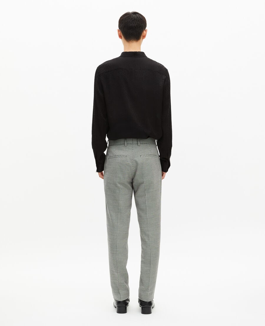 The Kooples HOMME BLACK GREY pantalon de costume ajust&eacute; en pied de poule noir et blanc