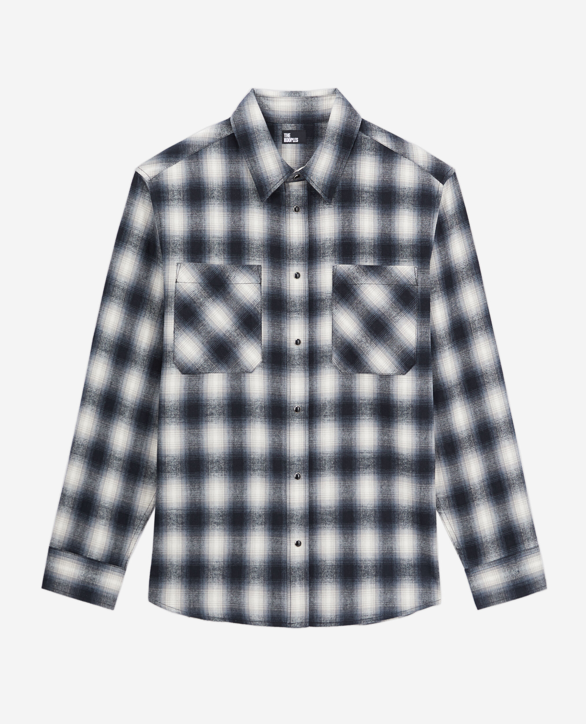 Black and white checked overshirt, BLACK WHITE, hi-res image number null