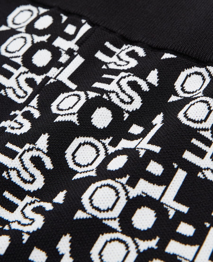 The Kooples FEMME BLACK WHITE short cycliste en maille à logo