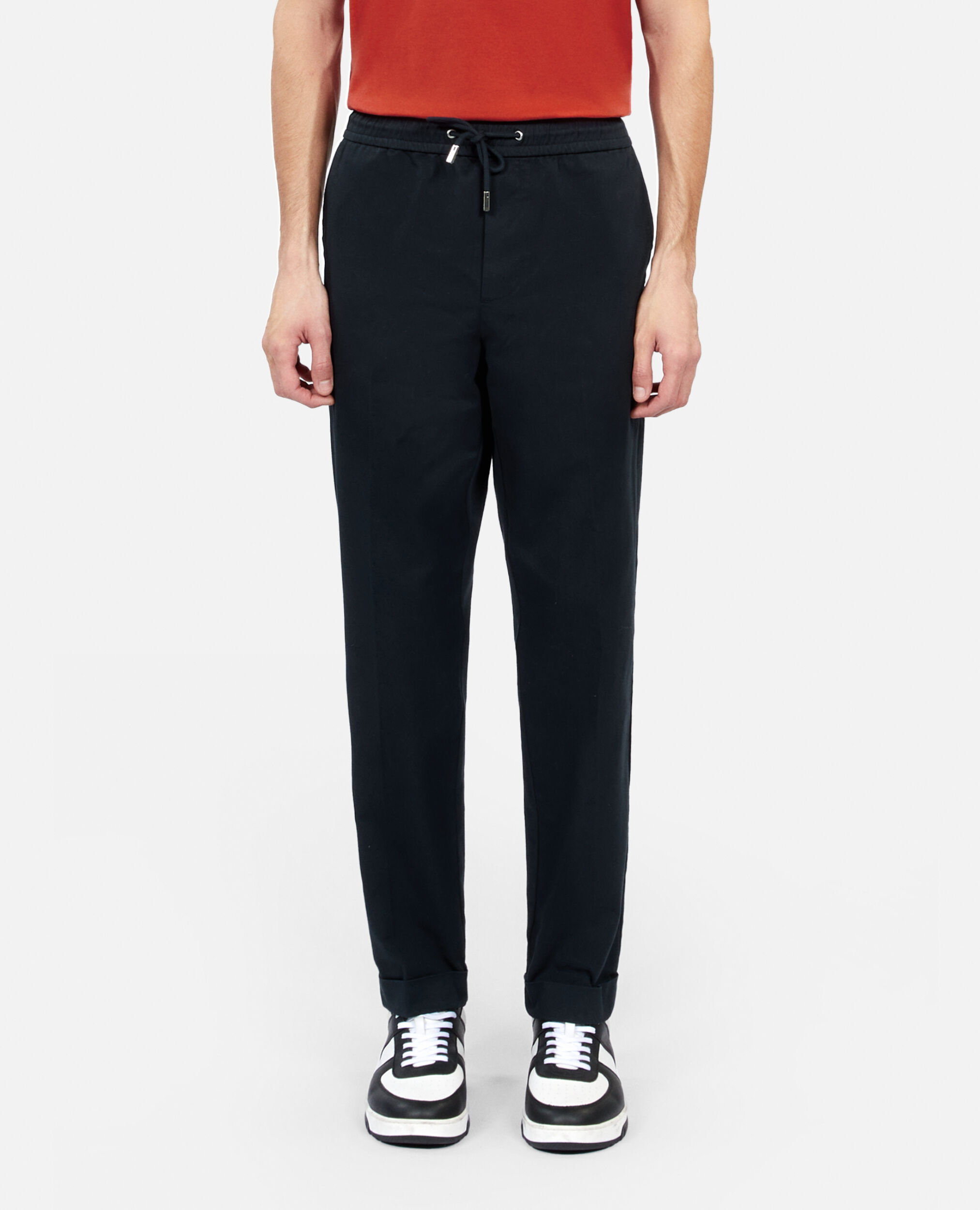 Navy blue cotton trousers, NAVY, hi-res image number null