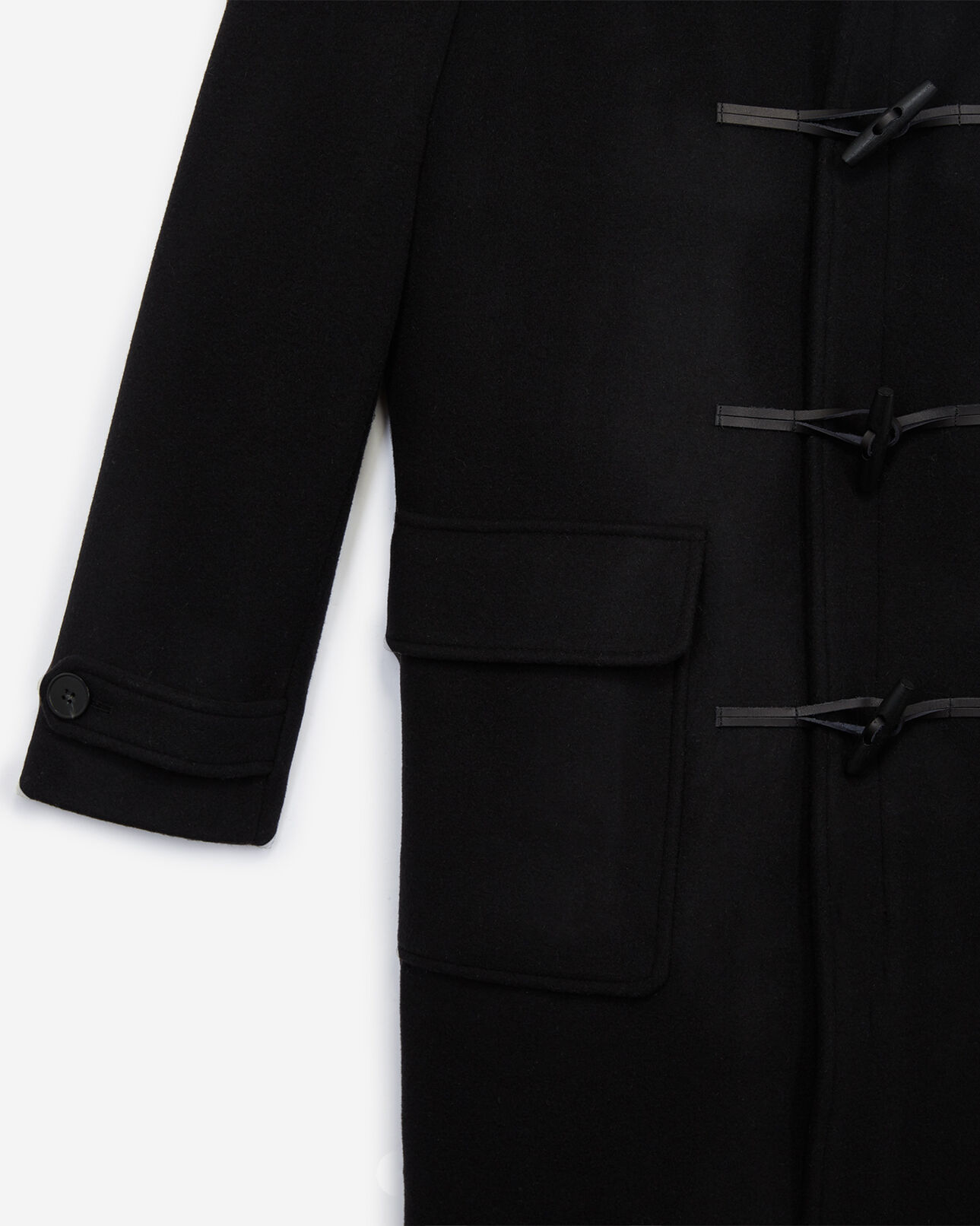The Kooples HOMME BLACK manteau duffle coat laine noir