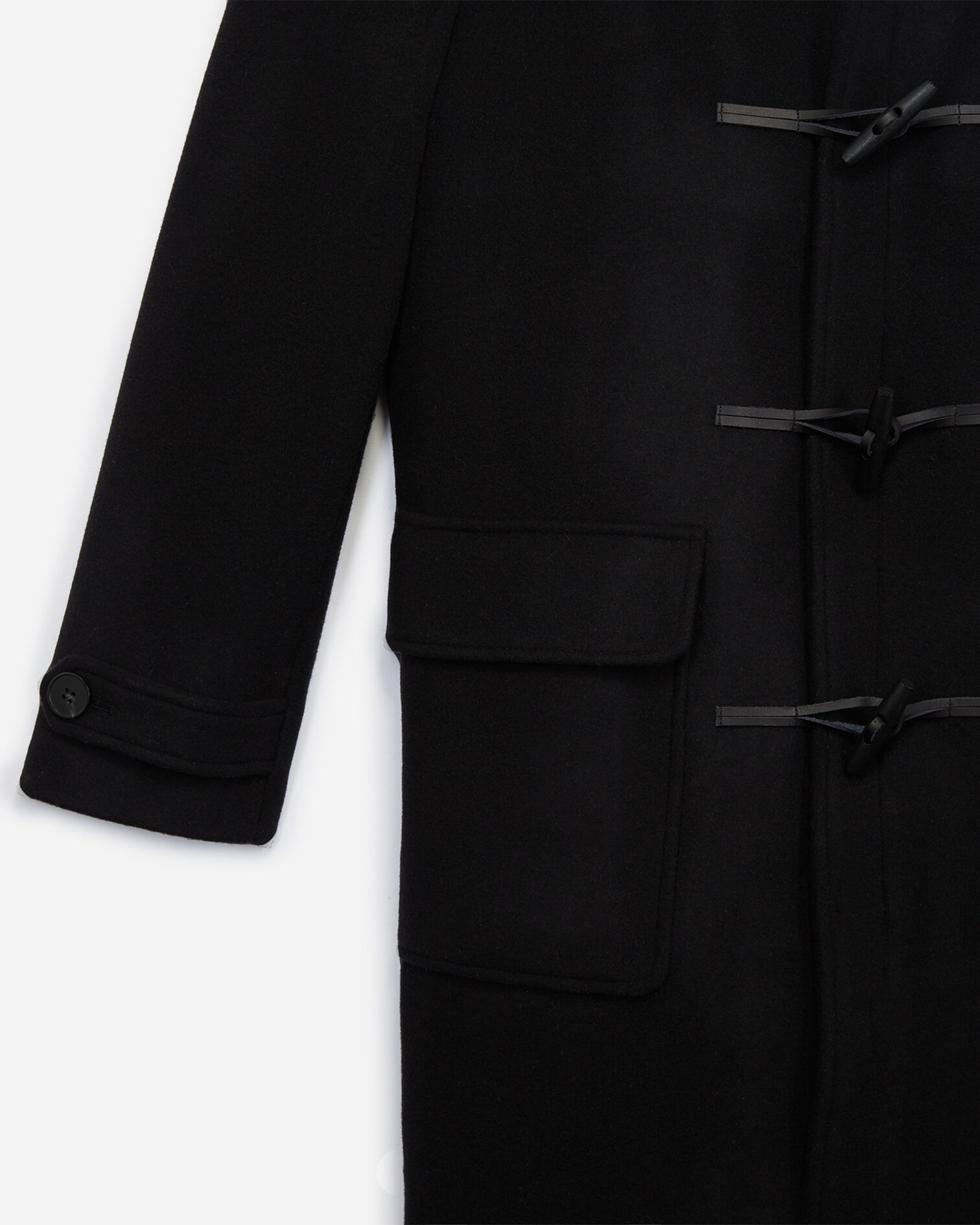 Black wool duffle coat, BLACK, hi-res image number null