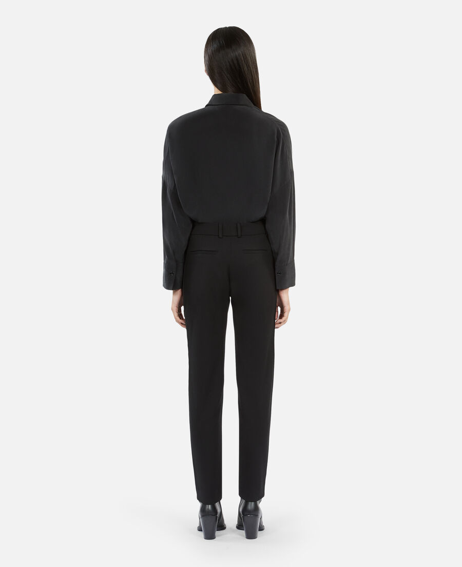 straight black suit trousers with grosgrain