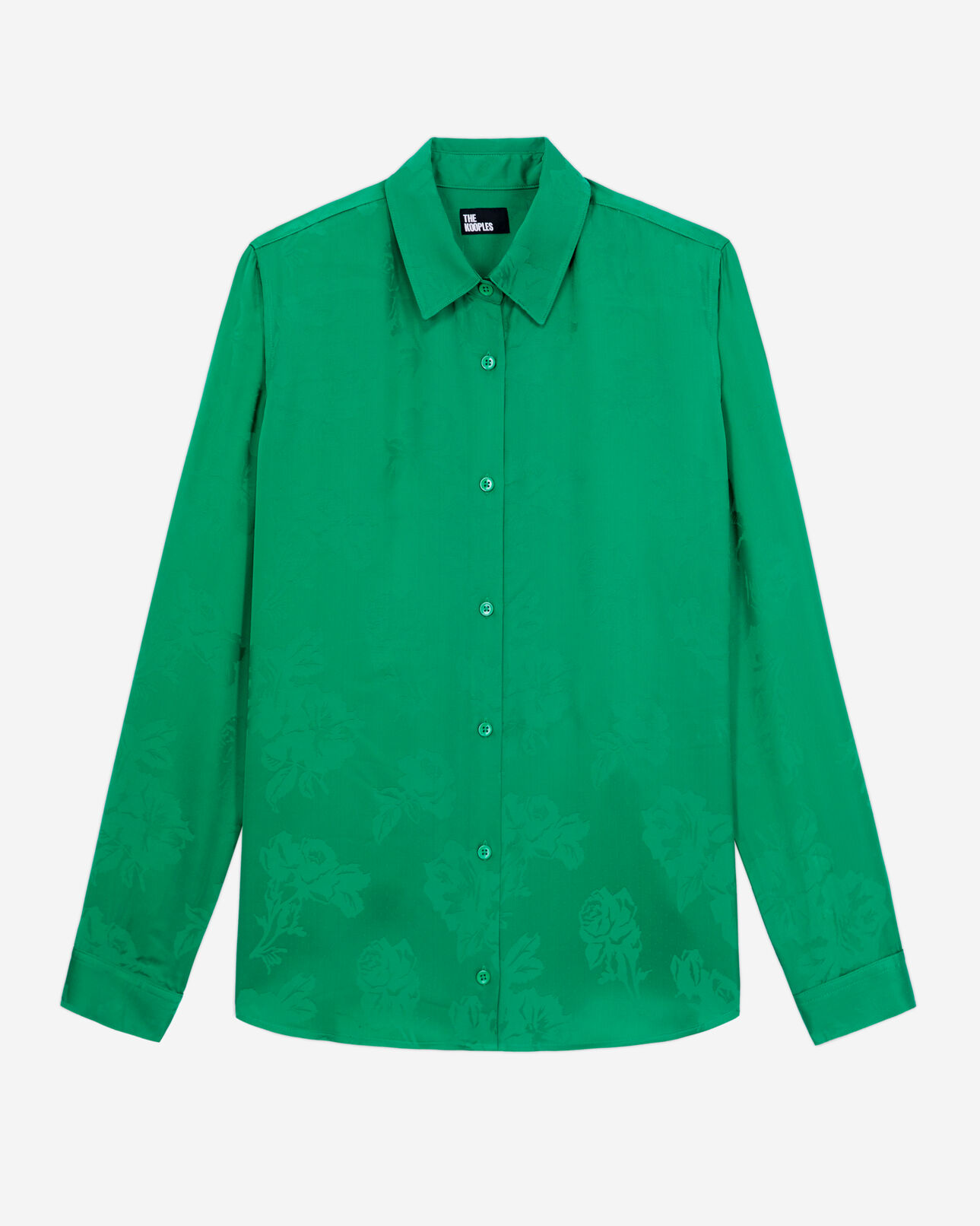 The Kooples FEMME GREEN chemise jacquard fleurie verte