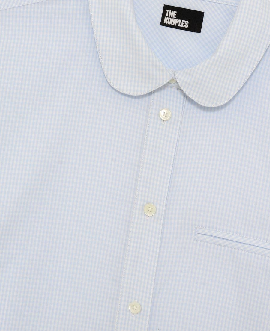 The Kooples F BLUE WHITE light blue micro check shirt