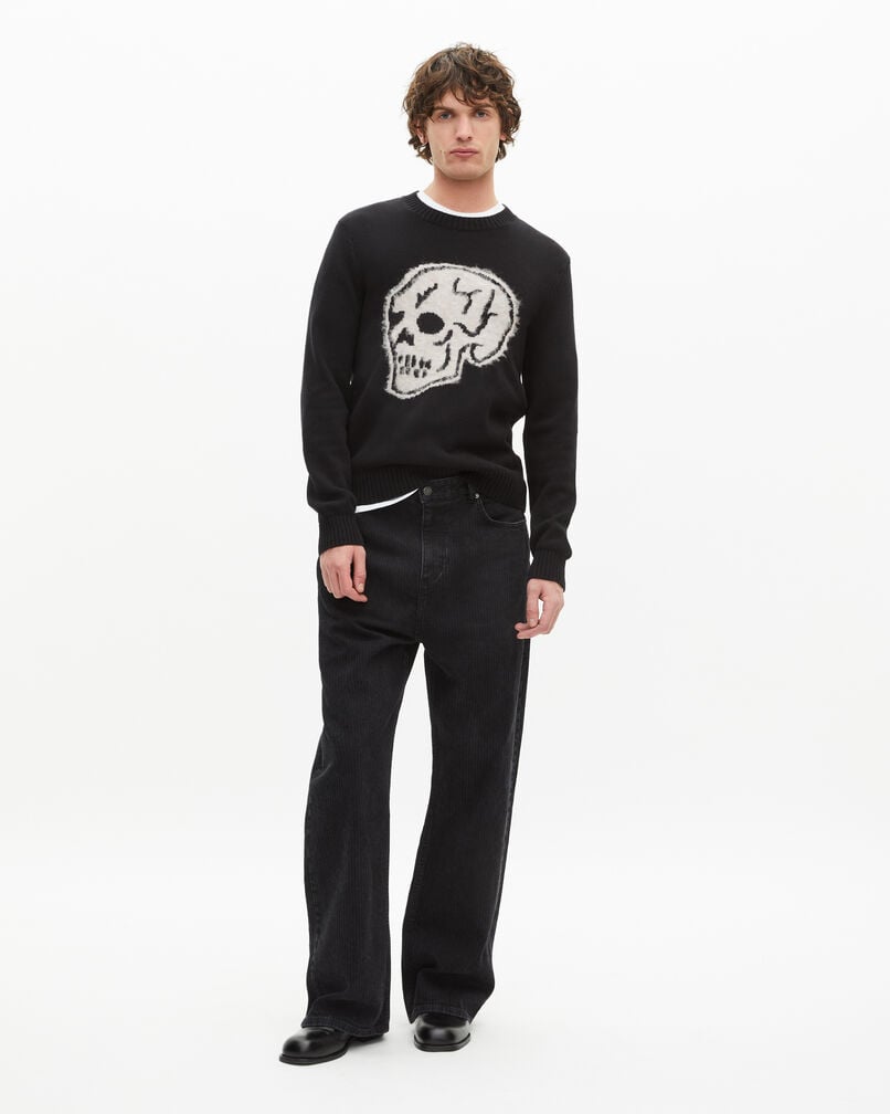 The Kooples MEN BLACK-ECRU black skull screen-printed sweater