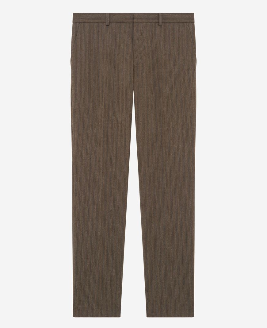 The Kooples HOMME LIGHT BROWN pantalon de costume droit à rayures marron