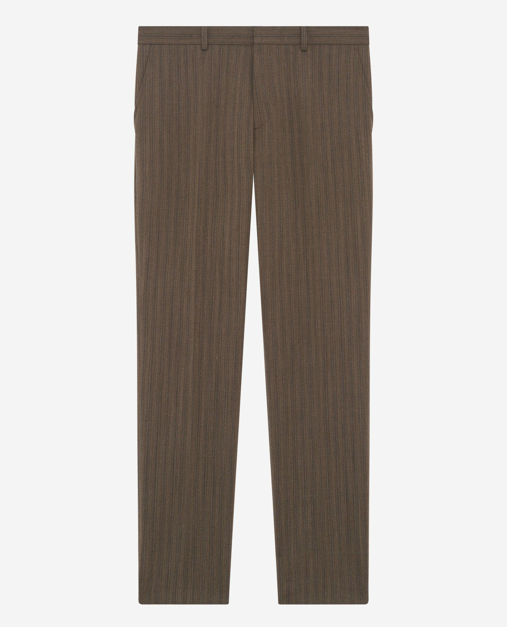 Pantalon de costume droit à rayures marron, LIGHT BROWN, hi-res image number null