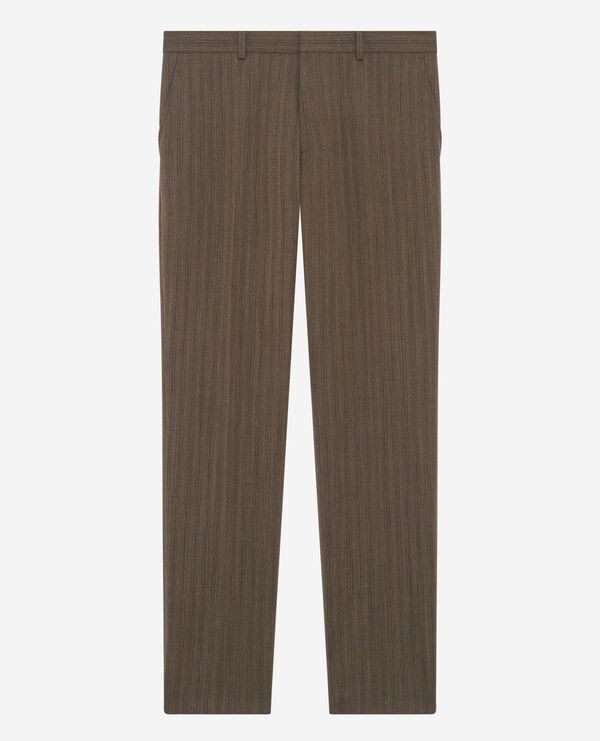 The Kooples HOMME LIGHT BROWN pantalon de costume droit à rayures marron