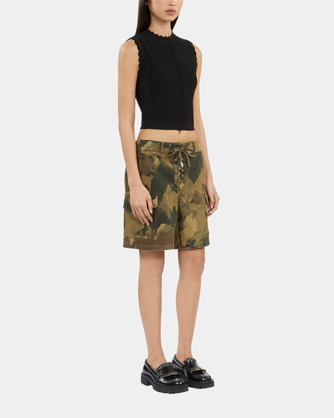 The Kooples WOMEN CAMOUFLAGE camouflage denim shorts