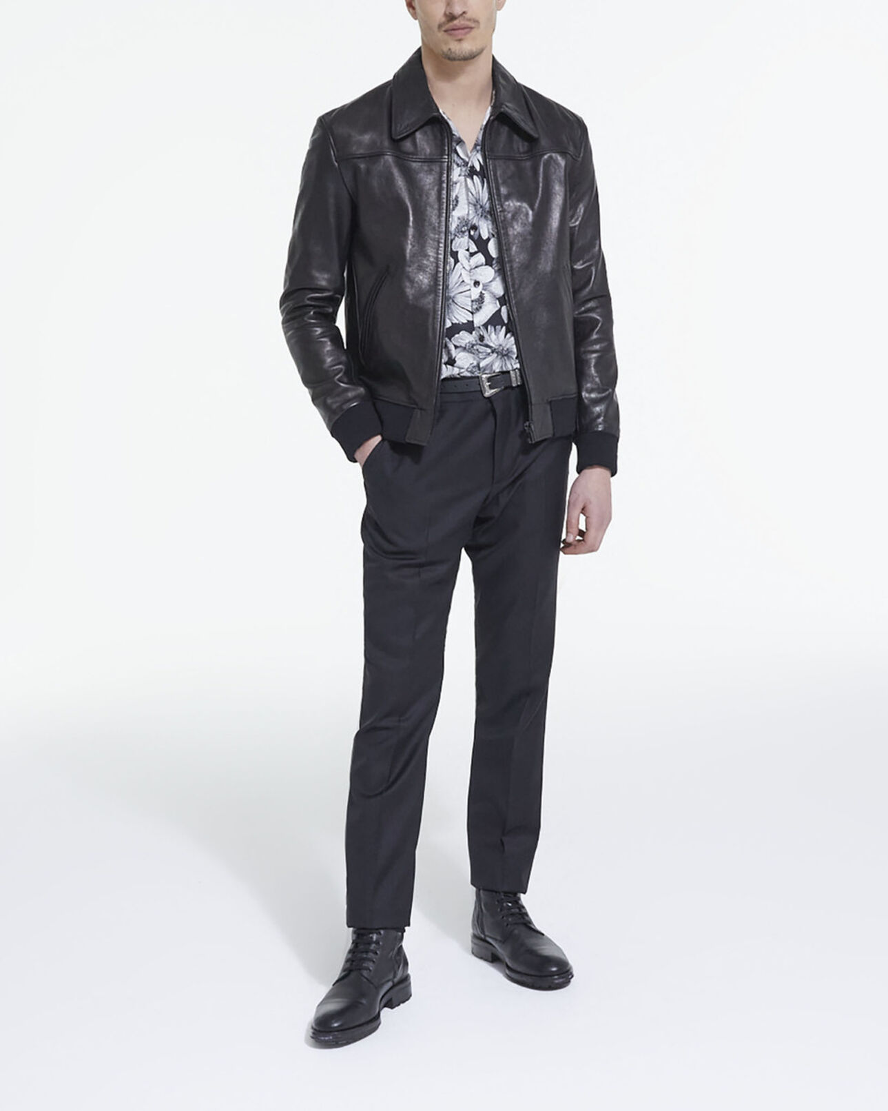 The Kooples MEN BLACK black leather jacket