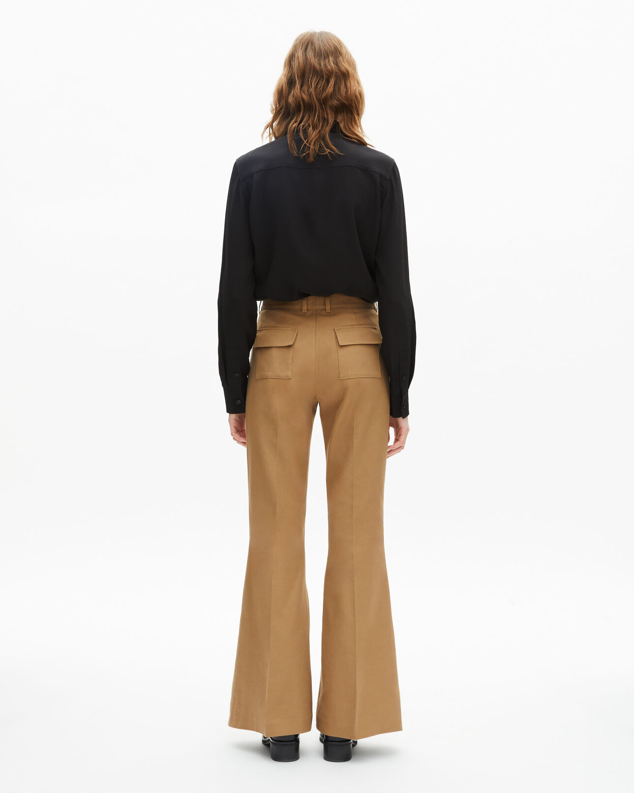 The Kooples DAMEN BEIGE flare-hose aus baumwolle und leinen in beige