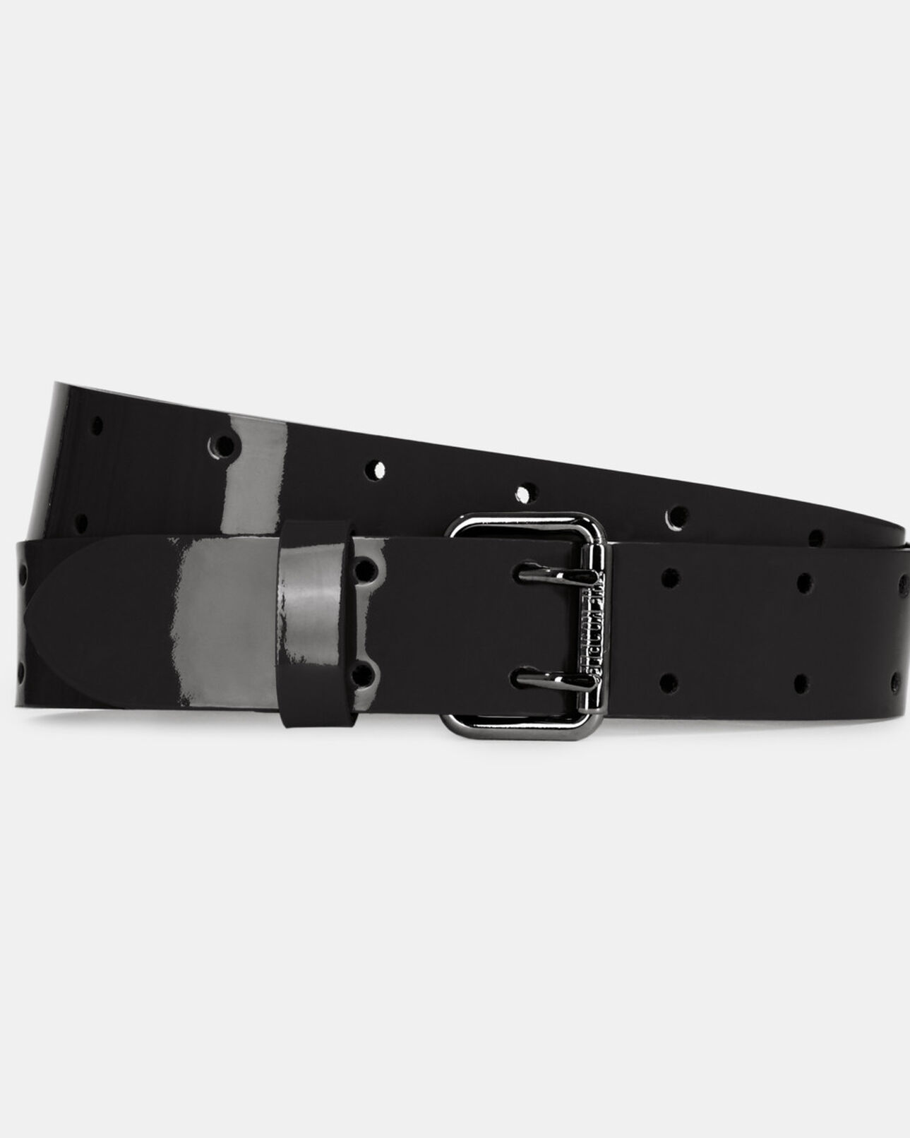 The Kooples MIXED BLACK black vinyle style leather belt