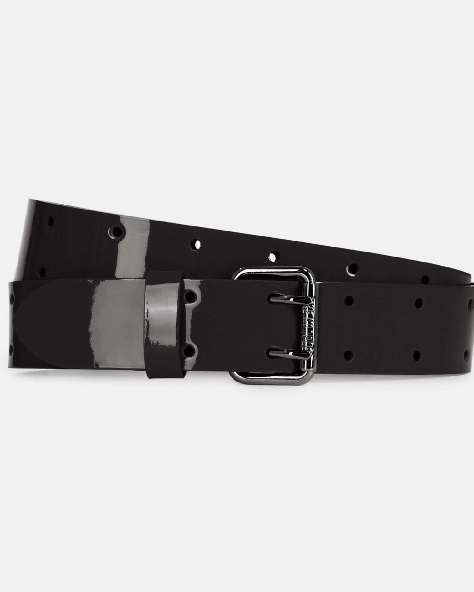 Black vinyle style leather belt, BLACK, hi-res image number null